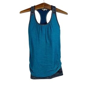 ATHLETA Royal Pigeon Tank Aqua Blue/Teal Marine Racerback Gym Yoga Running XS